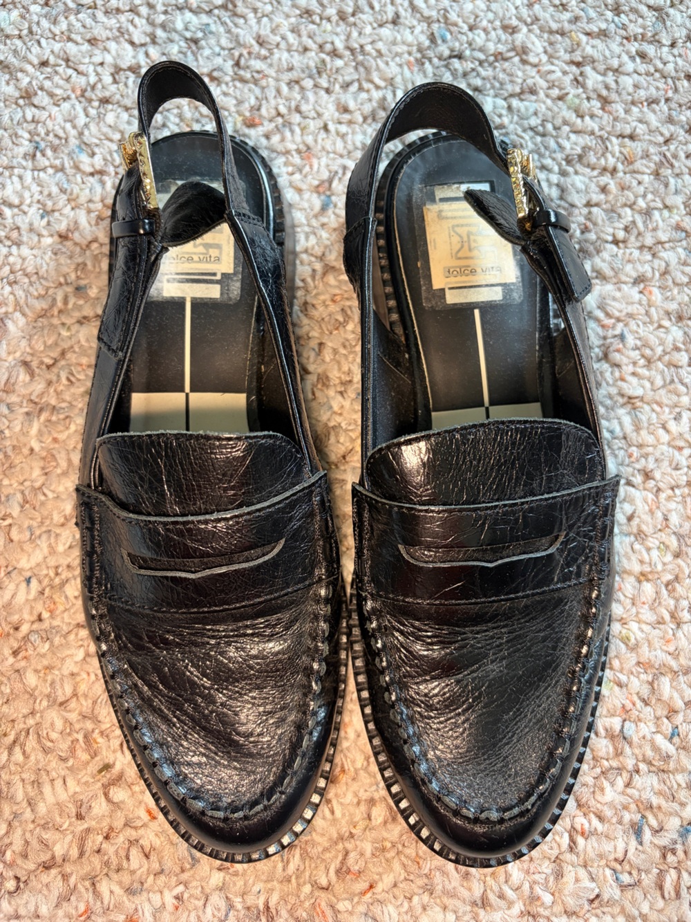 Dolce Vita hardi black slingback loafers faux leather women’s size 6.5